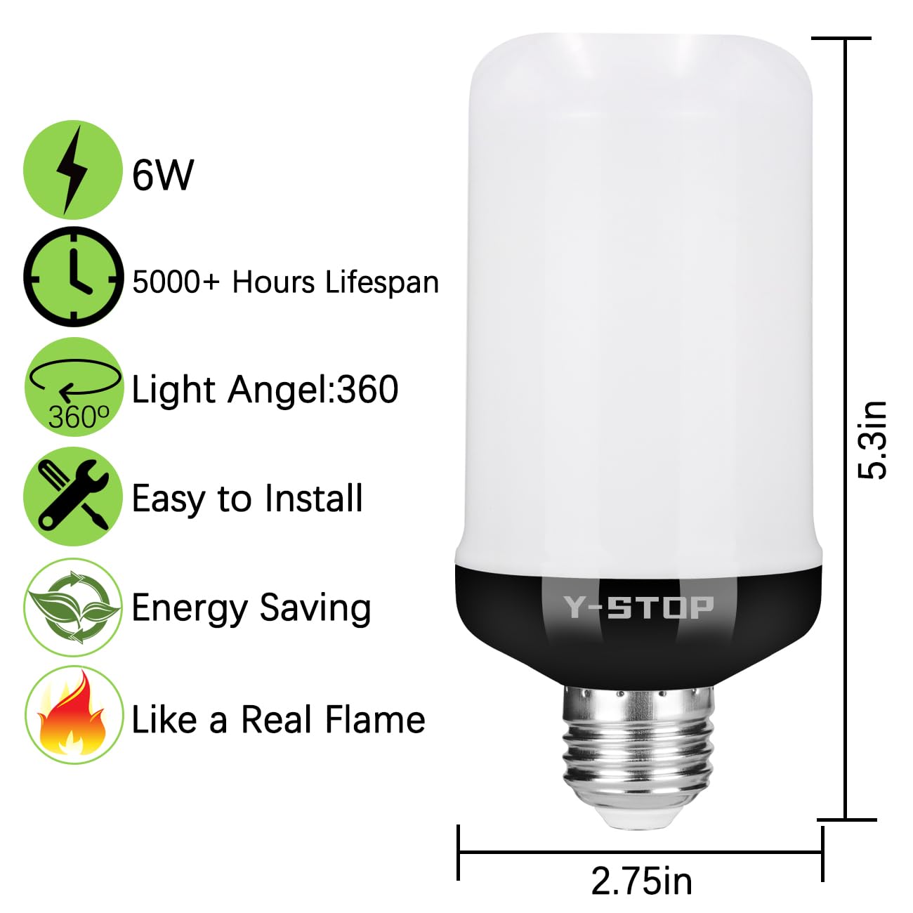 Y- STOP Upgraded LED Flame Light Bulbs, 4 Modes Flickering Light Bulb with Upside Down Effect, E26 Base Flame Bulb for Halloween Lights, Christmas Decorations Outdoor Indoor, Party Decor (4 Pack)