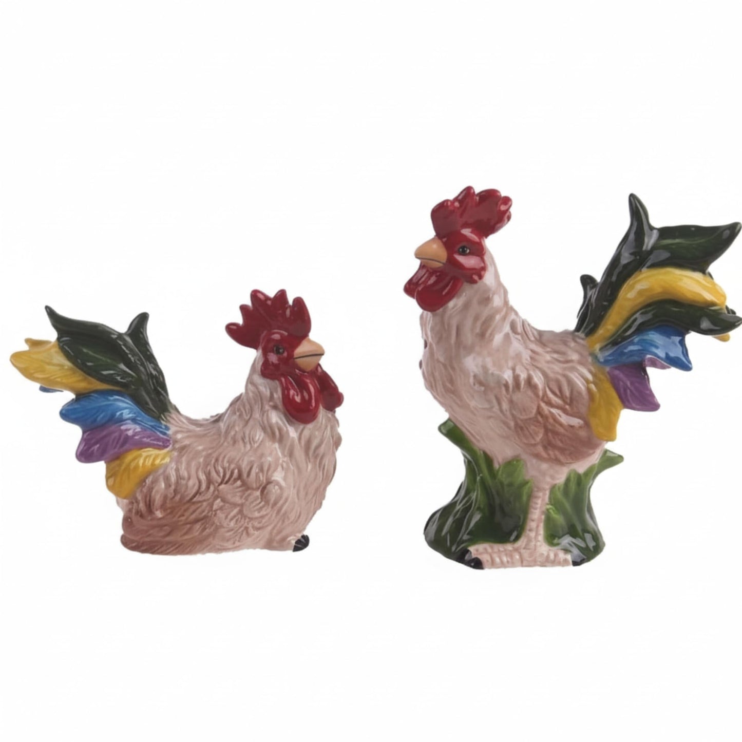 Blue Sky Ceramic 4.25" x 2.25" x 4.25" Rooster Salt and Pepper Set