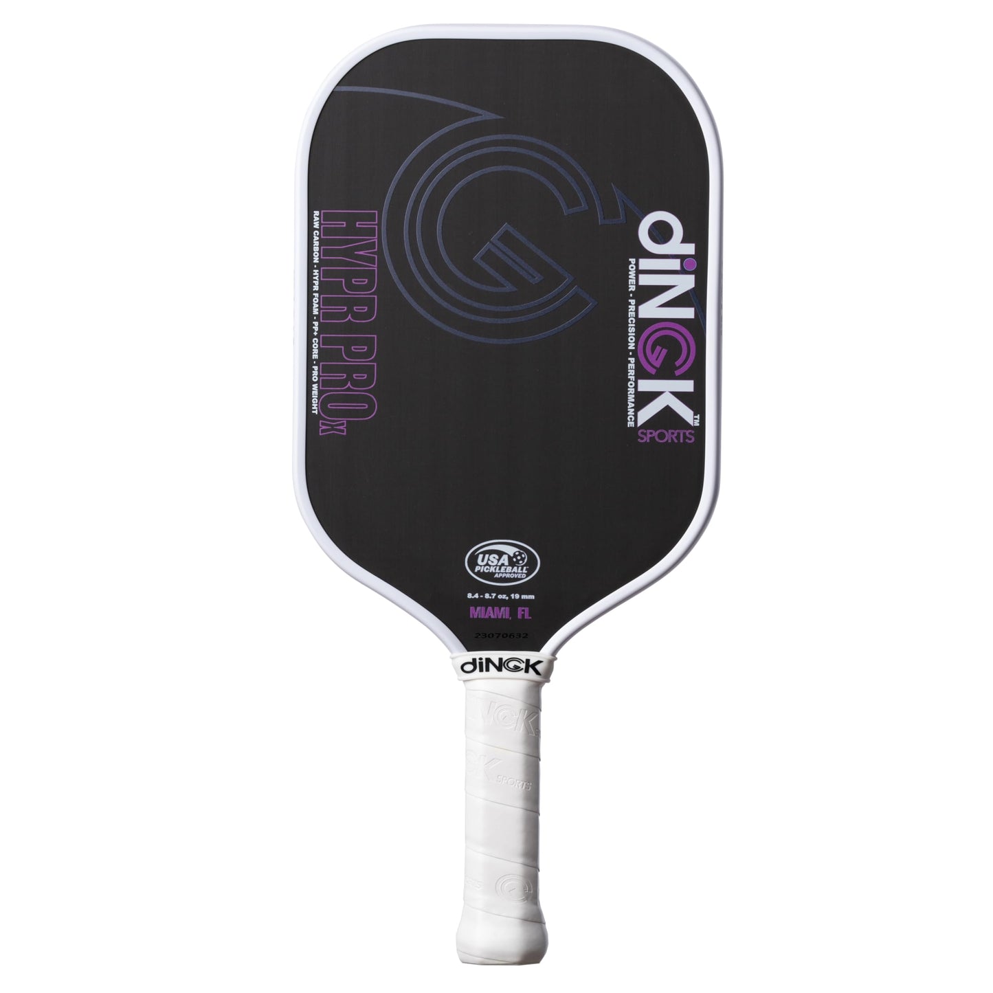 Hypr Pro X Pink Pickleball Paddle, T700 Carbon Fiber Grit Surface for Spin, 16MM Honeycomb Poly-Core with Hyper Foam Filler for Control & Power, 8.4-8.7 oz Pro Weight, USAPA Approved, 16.5” x 7.5”