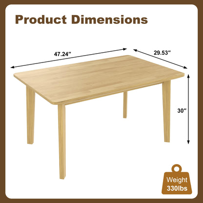 Merax Farmhouse 47" Rectangular Dining Table, Solid Wood Kitchen Table Fits up to 4, Easy Assemble, Natural