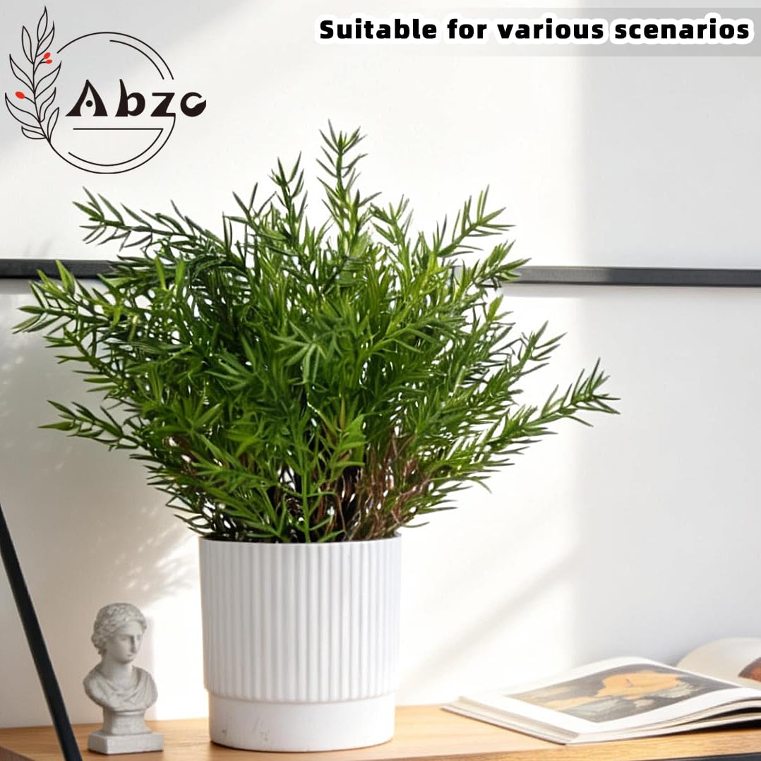 Abzo 2 Pack Fake Plants Artificial Greenery Potted Plants Small Faux Plants for Home Office Desk Farmhouse Shelf Room Bathroom Decor