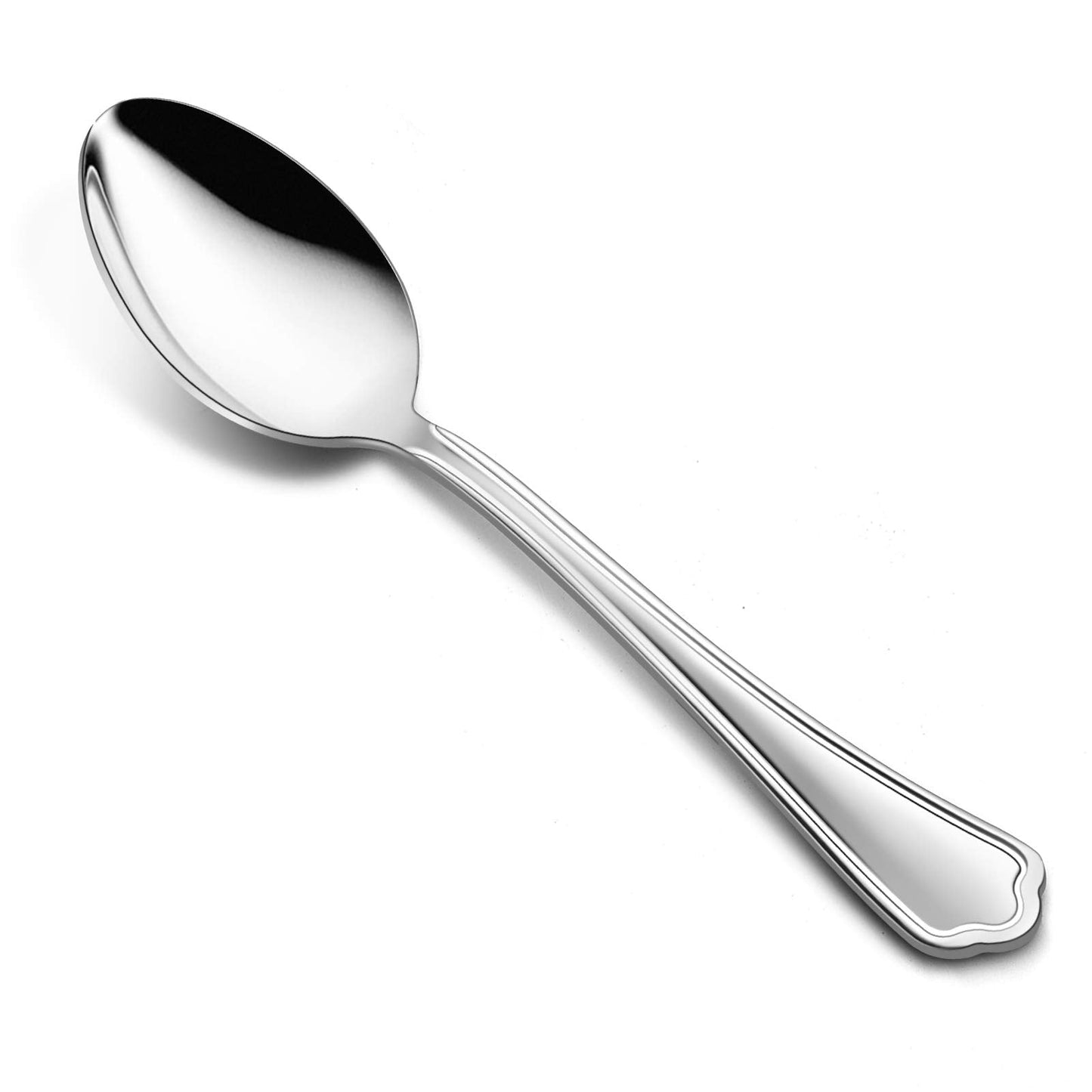 Teaspoon Set of 12, E-far 6.7 Inch Stainless Steel Spoons for Kitchen or Restaurant, Non-toxic & Mirror Polished, Scalloped Edge & Dishwasher Safe