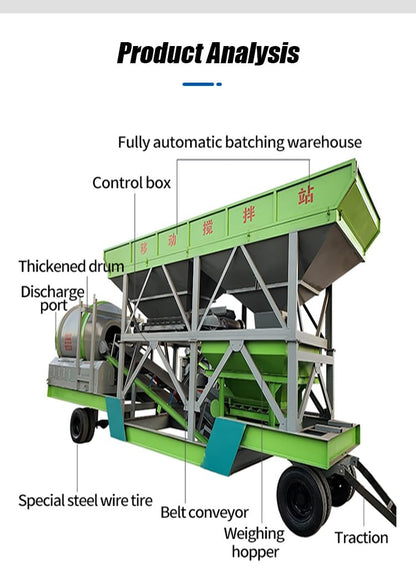 Industrial Concrete Batching Plant, Steel Construction, Electric Powered, Dual-Shaft Mixer, Customizable Color, with Concrete Pump, for Bridges and Highways