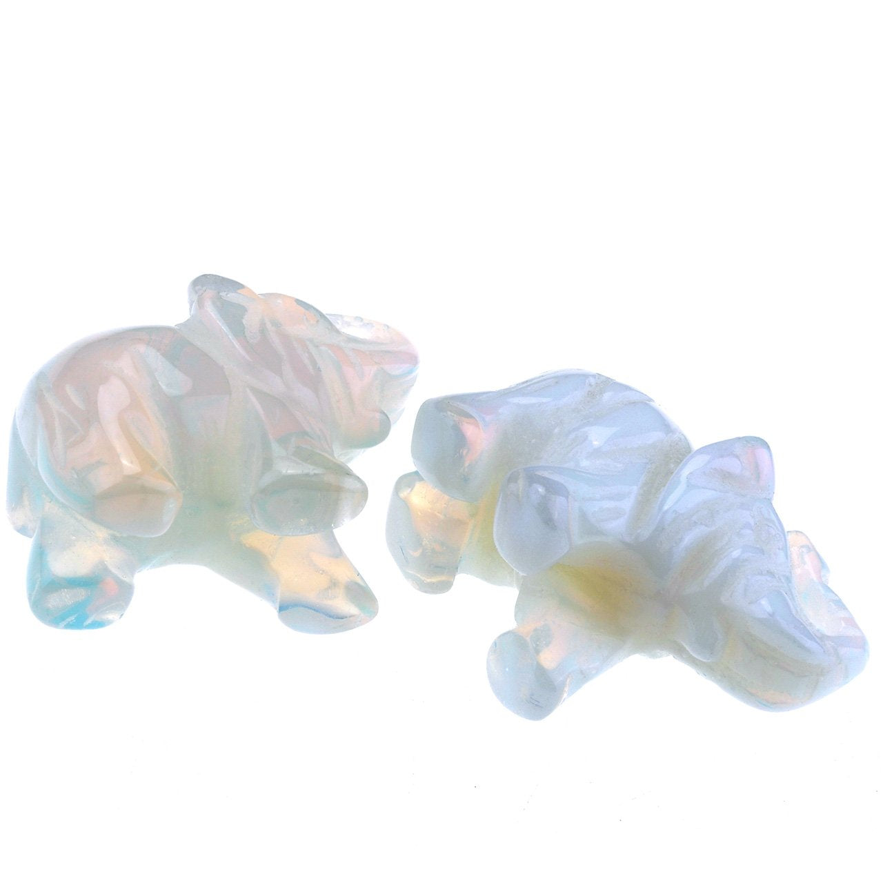 Jovivi 2pcs Man-Made Opalite Carved Gemstones Elephant Figurine 1.5'' Elephant Statue Animal Crystal Home Room Decorations