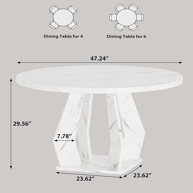 IBF Round Marble Dining Table, Dinner Tables
