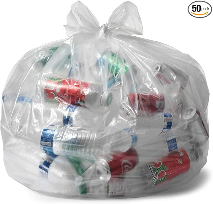 Aluf Plastics 55-60 Gallon 1.5 MIL Clear Garbage Bags