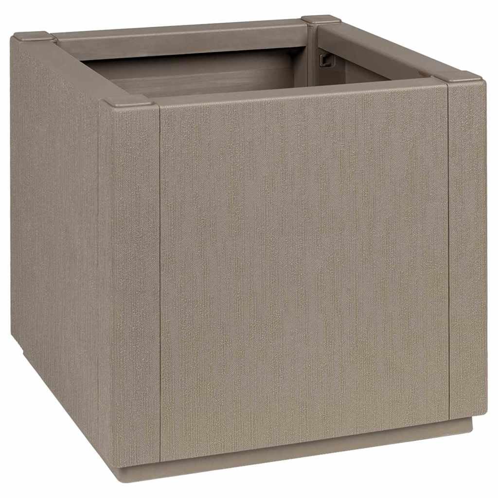 Makastle Garden Planter, Decorative Outdoor Flowerpot for Vegetables, Flowers and Succulents in for Backyard, Patio, 14.2x14.2x13.8 in Light Brown Polypropylene
