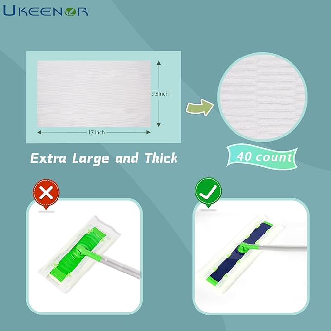 XL Dry Mop Refills 40 Counts Disposable Dusting Cloths Dry Sweeping Refills Dry