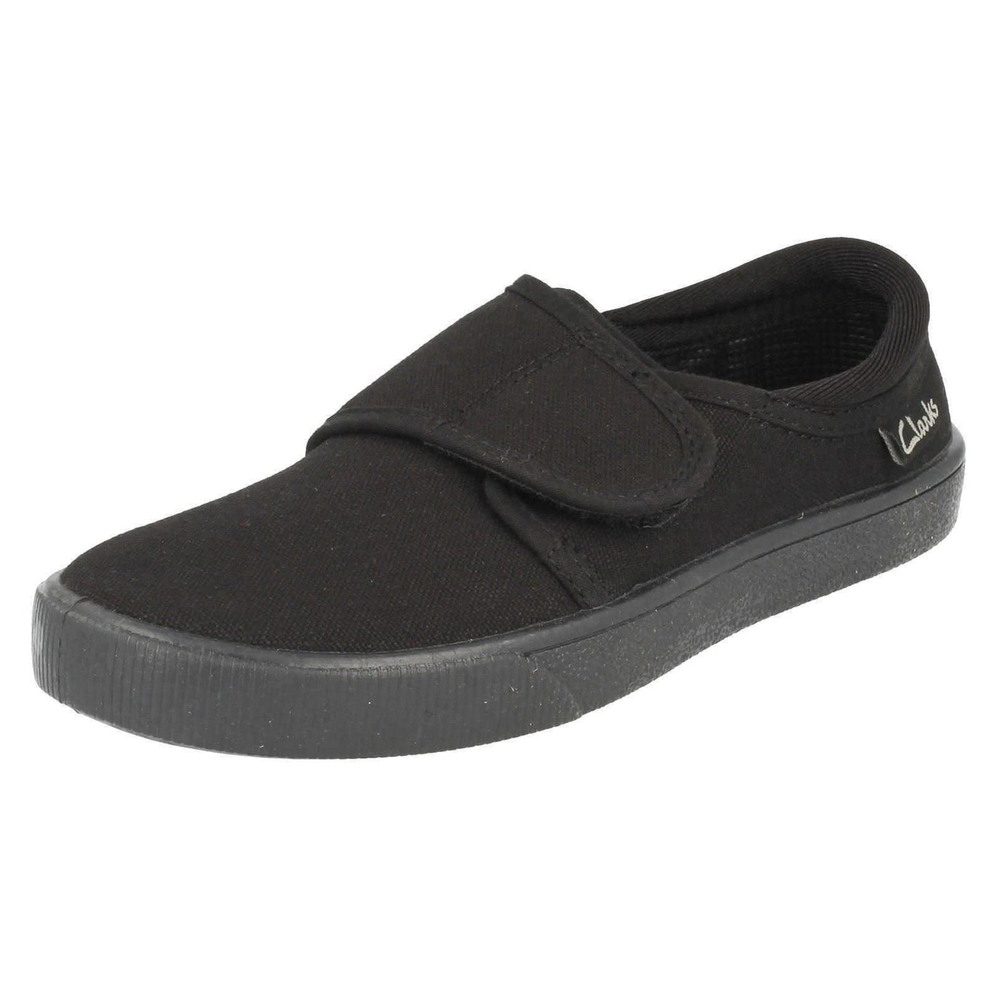 Clarks Hopper Run Kid Textile Plimsolls In Black Standard Fit Size 11½