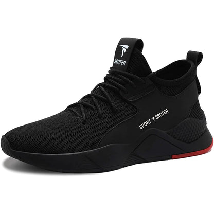 Black Safety Shoes Mens Safety Trainers Womens Steel Toe Cap Trainers Work Boots Lightweight Breathable Industrial Sneakers Black UK 9