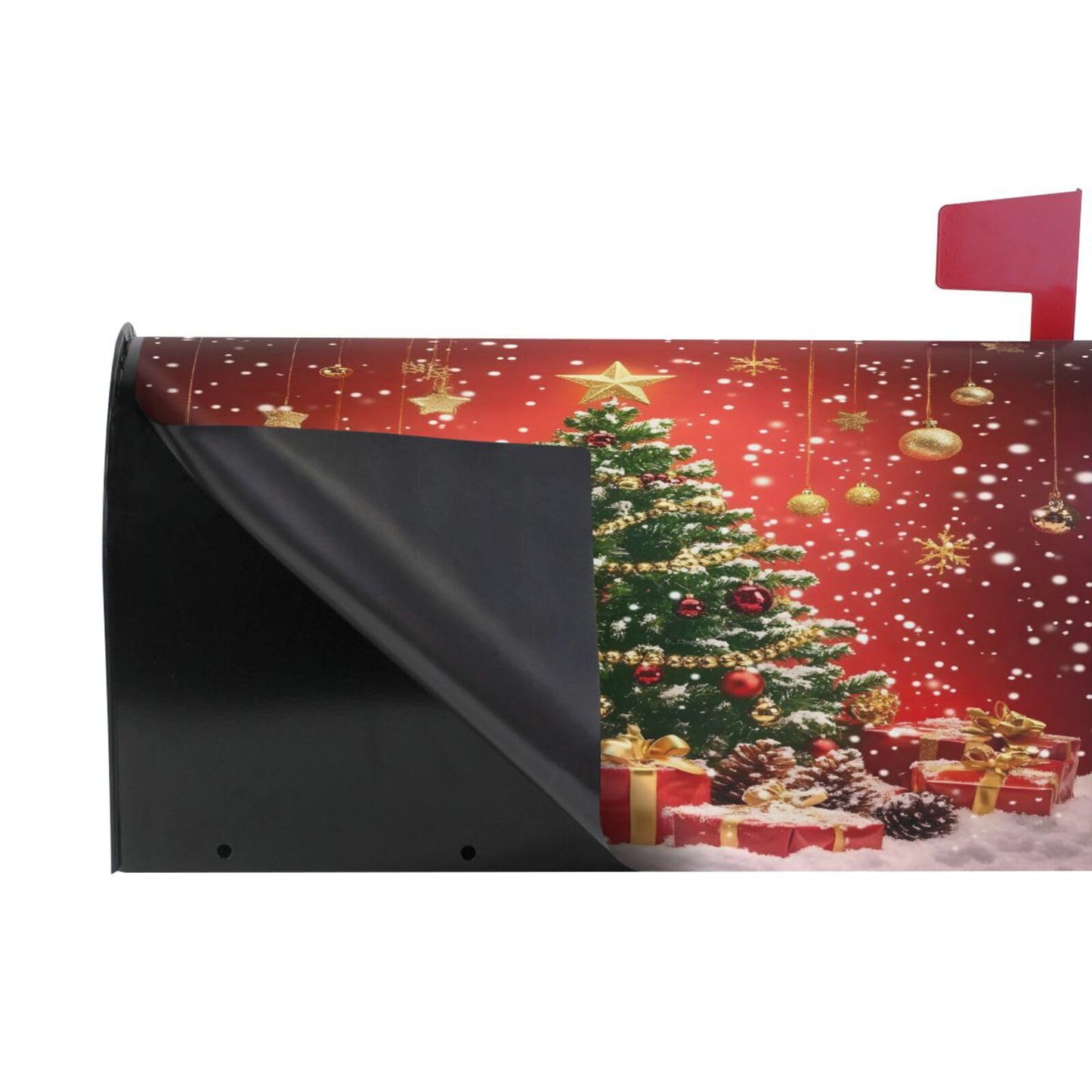 ALAZA Christmas Tree Star Balls Decoration Magnetic Mailbox Cover MailWraps Garden Yard Home Decor for Outside Standard Size-18"x 20.8"