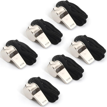 suyncyi 6Pack Stainless Steel Whistle with Lanyard, Loud Crisp Sound Whistle Ideal for Coaches, Referees, and Official