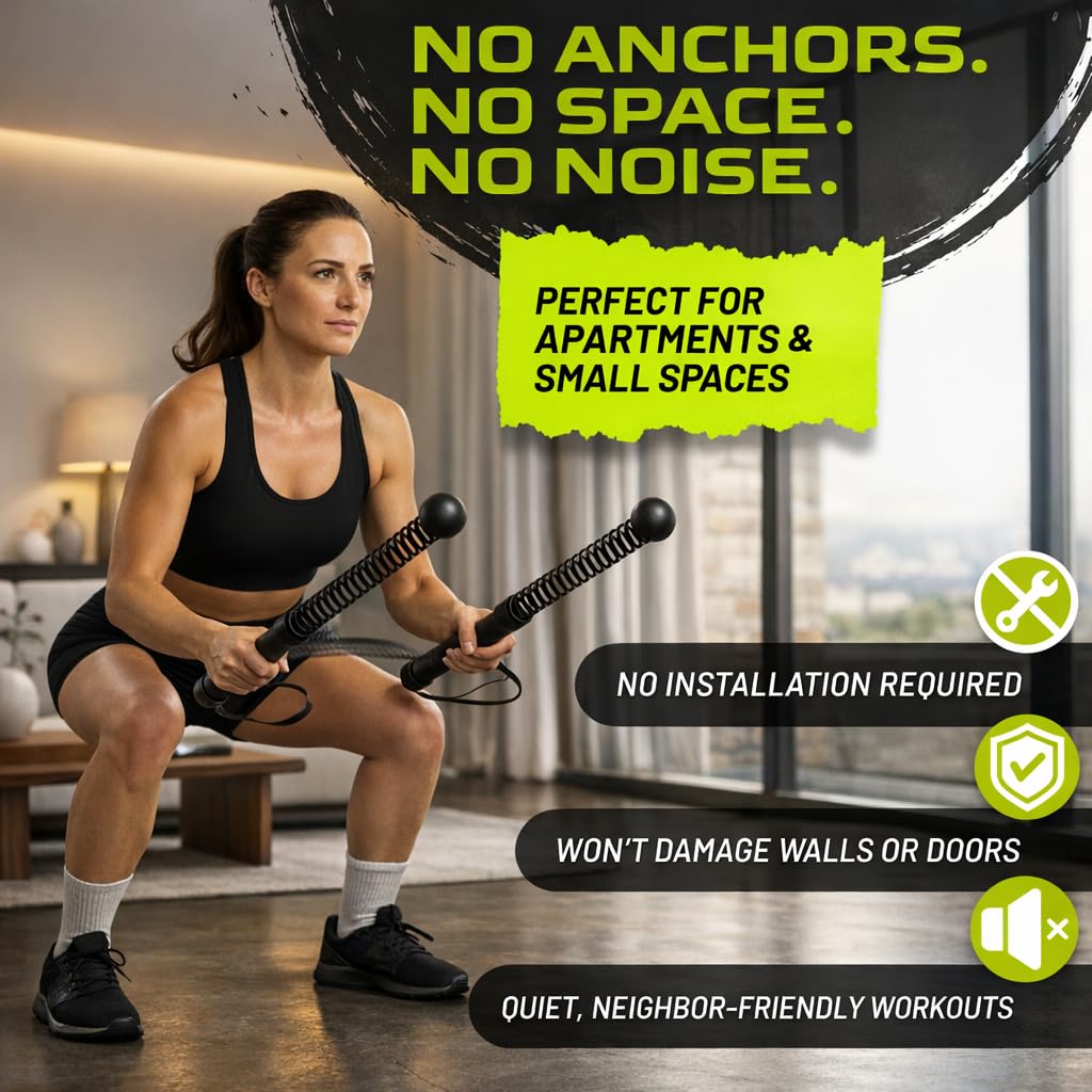 Sanmico Weighted Ropeless Battle Ropes 2 Pack – 2026 Edition | Cordless Portable No Anchor Battle Rope for Home Gym & Apartment | HIIT Strength & Cardio | Non-Slip Handle | Gloves & Exercise Poster