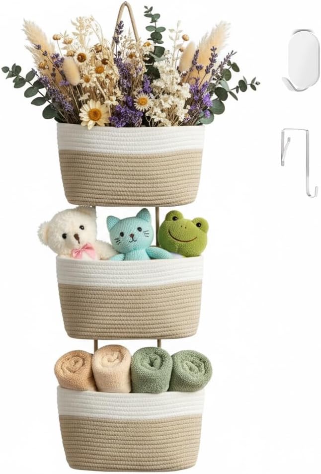 Hanging Baskets for Organizing, Over the Door Organizers and Storage, 3-Tier