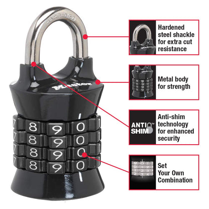 Master Lock Combination Lock, Set Your Own Combination Lock for Gym and School Lockers, Indoor Combo Padlock, Colors May Vary, 1535D