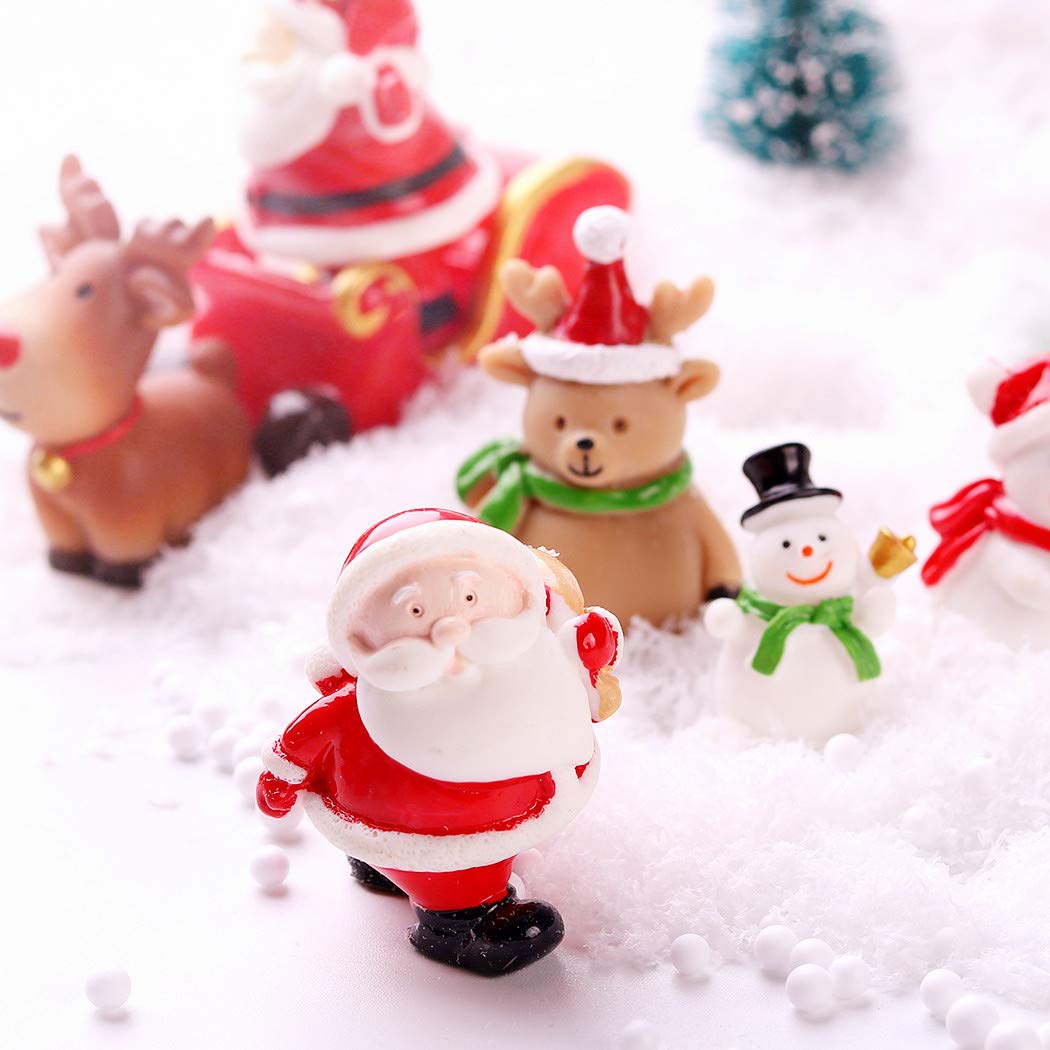 yeesport 18PCS Christmas Miniature Figurines Mini Santa Clause Ornament Xmas Micro Landscape Christmas Tree Christmas Figurines Snowman Reindeer Gift for DIY Fairy Garden