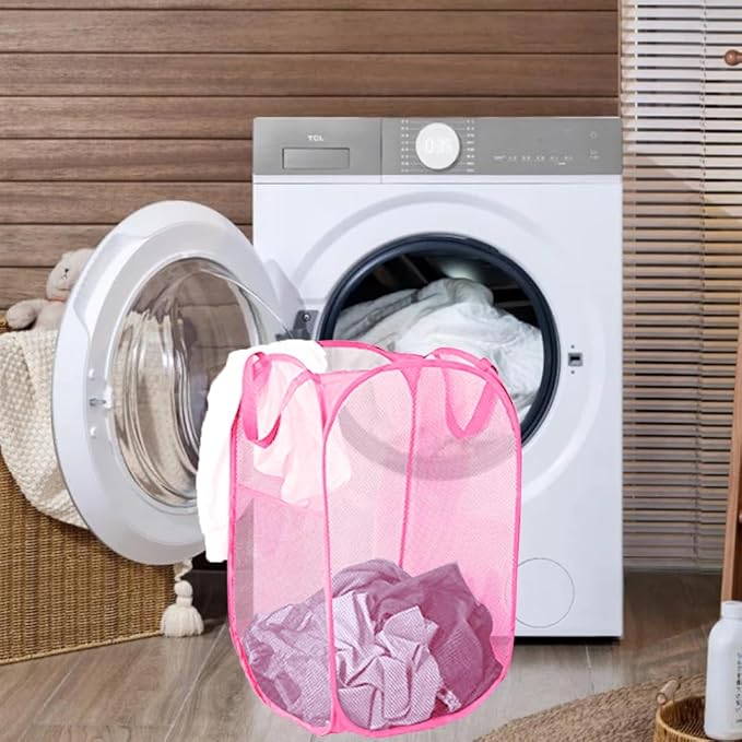 Pop Up Laundry Hamper Reinforced Collapsible Laundry Basket Foldable Clothes
