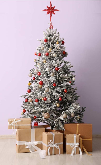 Christmas Traditions 11 inch Champagne Glittered Large Christmas Bethlehem Star Tree Topper Star for Large Tree 6 feet-8 feet Tall/Home Decor Ornaments (X'Mas Red)