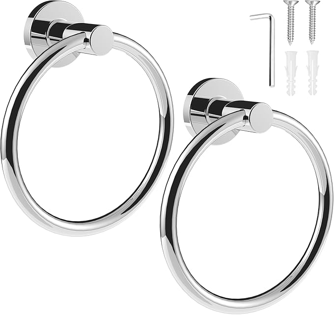 SetSail Towel Holder for Bathroom Wall 2 Packs Towel Ring Stainless Steel Heavy