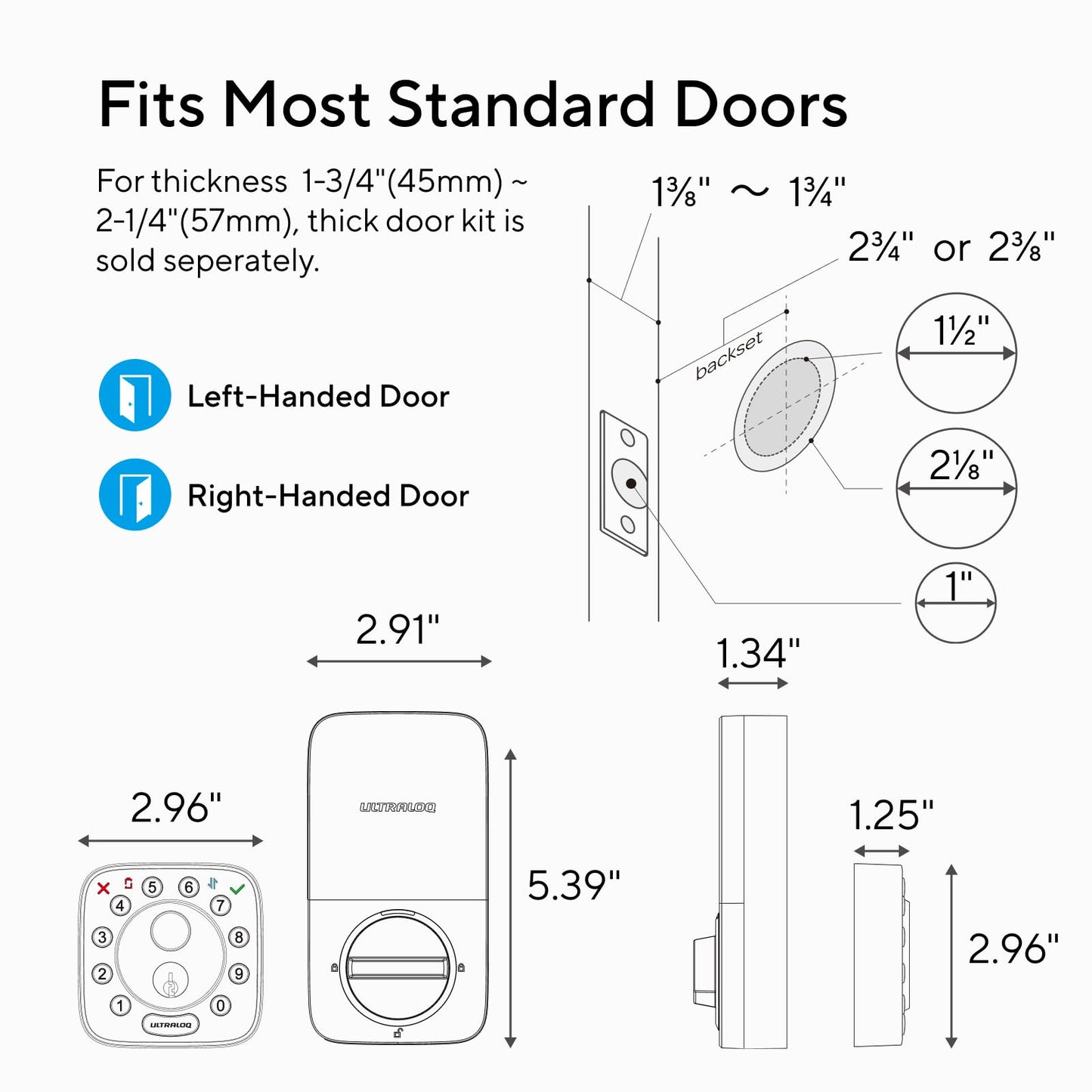 ULTRALOQ Bolt Fingerprint Smart Lock with Door Sensor, Built-in WiFi Smart Locks for Front Door, Biometric Smart WiFi Deadbolt, Auto Unlock, 10 Months Battery, IP65 Waterproof, BHMA Grade AAA