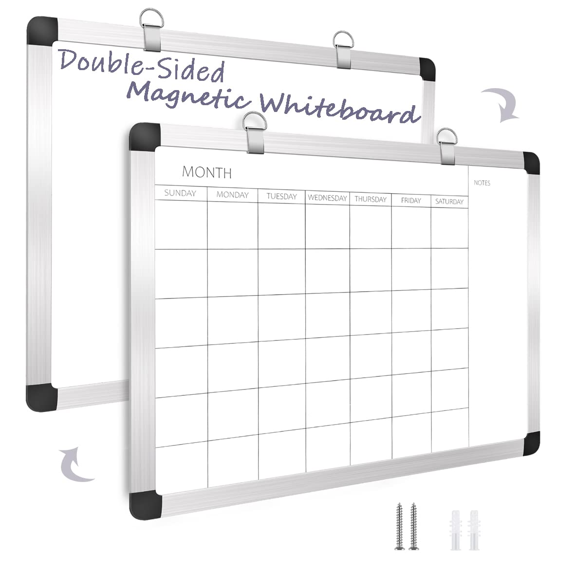 TORASO Dry Erase Monthly Calendar Board, Magnetic Surface Whiteboard for Wall, Office/School/Home, Aluminum Frame Hanging Board 11.8"x 15.7"(YL-Silver-3040-A)