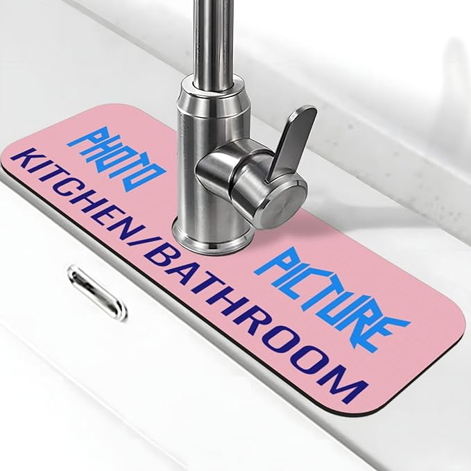 Kitchen Sink Splash Guard Faucet Mat Kitchen/Bathroom Photo DIY 15"x5.5"