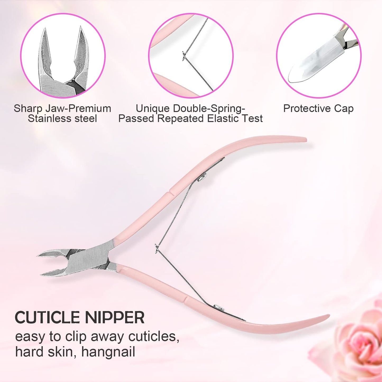 Makartt Cuticle Trimmer with Cuticle Pusher, Silver Nail Trimmer Nail Care Manicure and Pedicure Kit with Stainless Steel Cuticle Nipper and Dual End Nail Pushers for Home Salon Use (Pack of 3 PCS)