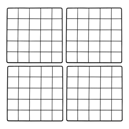 PATIKIL 10x10 Inch Wall Grid Panel, 4 Pcs Metal Wire Photo Wall Decorative Grid for Photo Display Hanging Picture Memo Home Decorations, Black