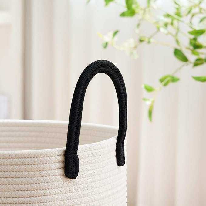VIPOSCO Large Laundry Hamper, Tall Woven Rope Storage Basket