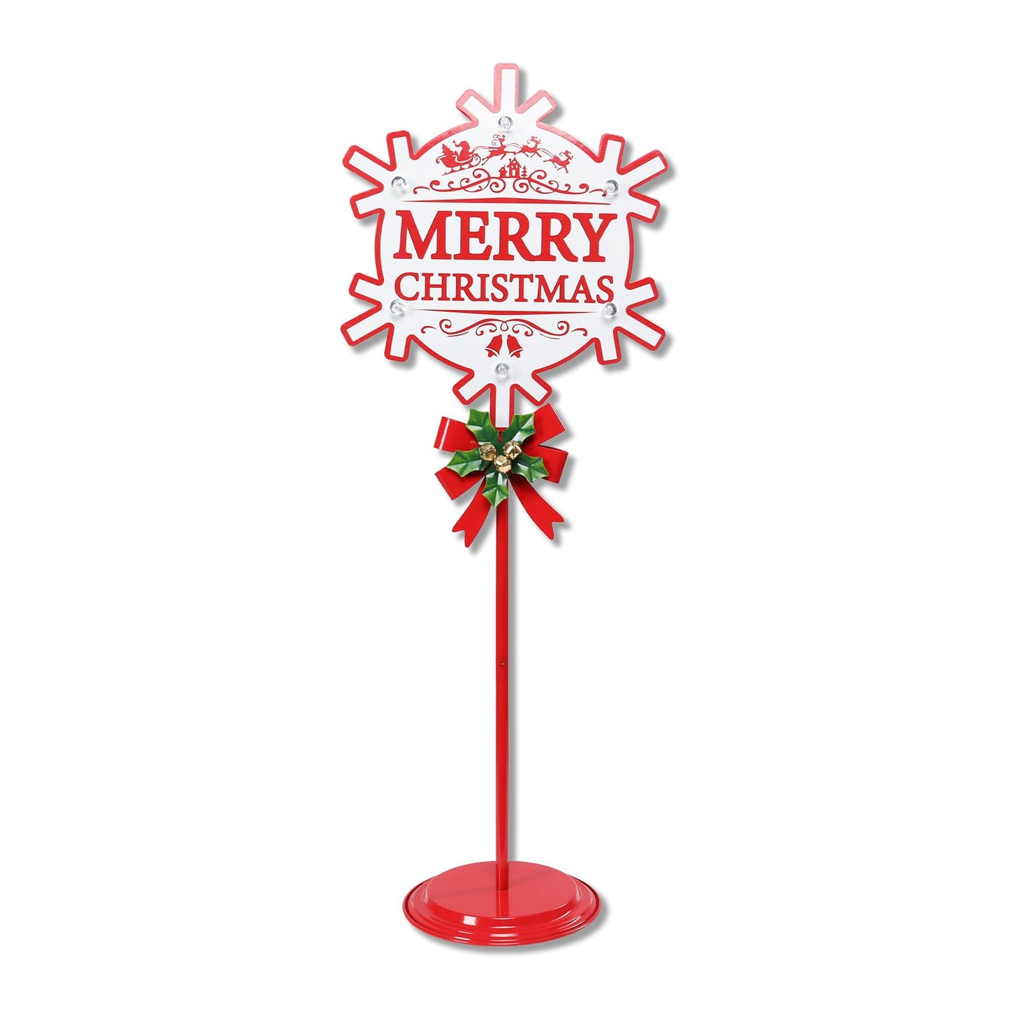 Merry Christmas Sign with LED Light Battery Operated with Timer Christmas Signs with Base Xmas Holiday Decorations Patio Lawn Yard Outdoor Display Decor