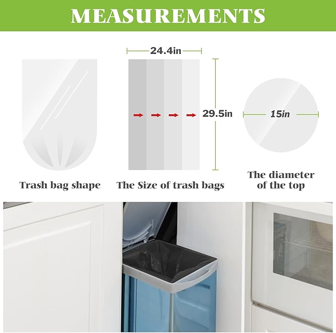 10 Gallon 200 Counts Extra Strong Trash Bags Tall Kitchen Garbage Bags by Teivio