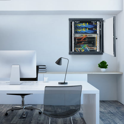 VEVOR 12U Wall Mount Network Cabinet, 15.5'' Deep Server Rack Cabinet Enclosure, 200 lbs Max. Ground-Mounted Load Capacity, with Locking Glass Door Side Panels, for IT Equipment, A/V Devices