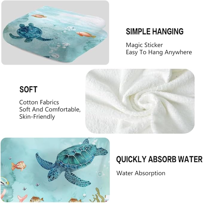 Sea Turtle Hand Towels Set of 2