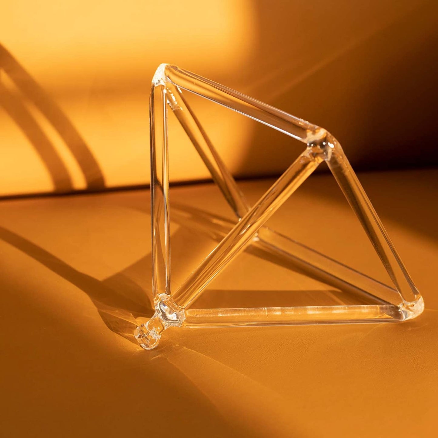 Hye-eun Crystal Singing Pyramid, Clear 8 inch Quartz Pyramid with Crystal Singing Bowl Stick and Purple Rope