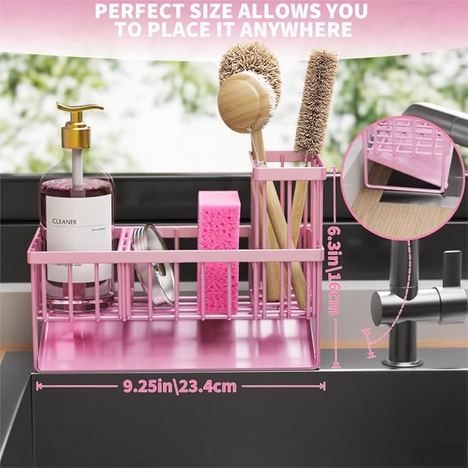 Cisily Pink Kitchen Sink Caddy Organzier