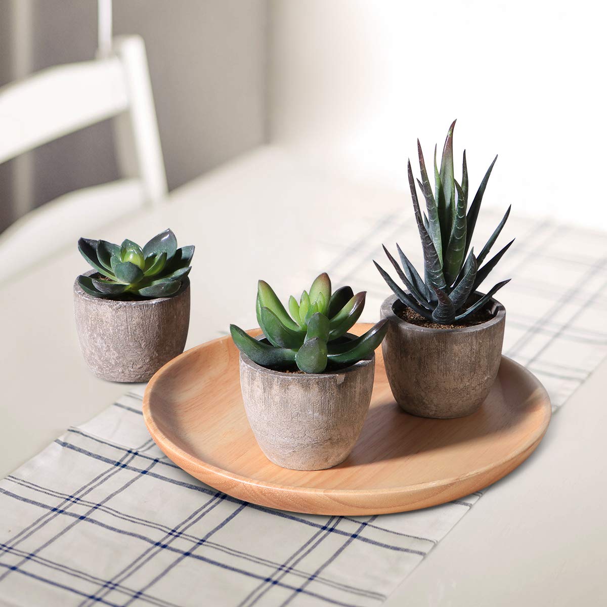 Cabilock Ounona 3pcs Artificial Succulent Plants Set with Pots - Realistic Faux Mini Succulents for Home, Office, and Aesthetic Decor - Perfect for Desk, Living Room, and Bathroom