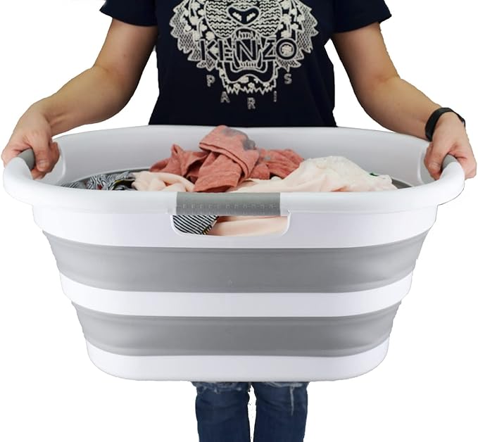 SAMMART 40L Collapsible Plastic Laundry Basket