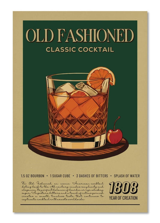 MINI ZOZI Bar Cart 12X16 Vintage Retro Cocktails Wall Art Decor Aesthetic Room Funky Trendy Old Fashioned Posters Wine Alcohol College Dorm Apartment Living Room Unframed Poster