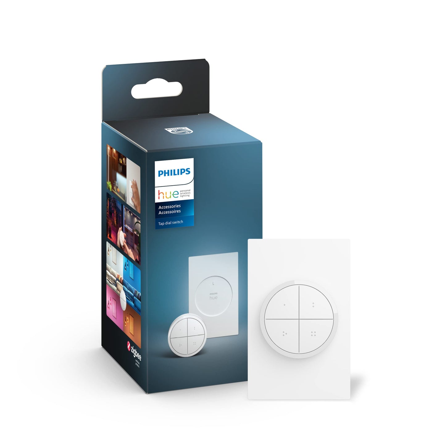 Philips Hue Wall Tap Dial Light Switch, Portable, White - 1 Pack - Requires Hue Lights and Hue Bridge - Smart Home - Easy, No-Wire Installation