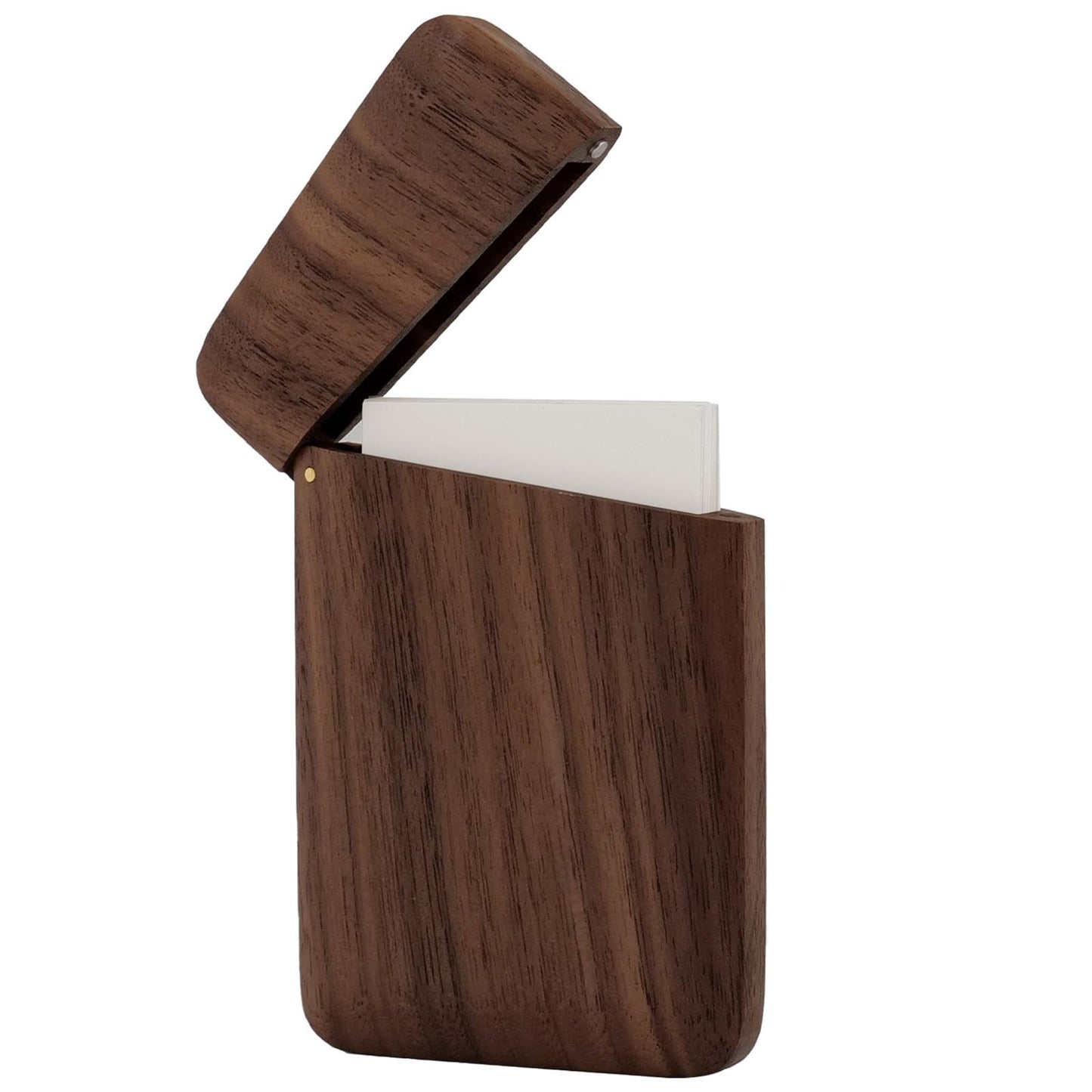 Yookin Wood Business Card Holder Wooden Magnetic Business Card Case Portable Simple (Black Walnut)