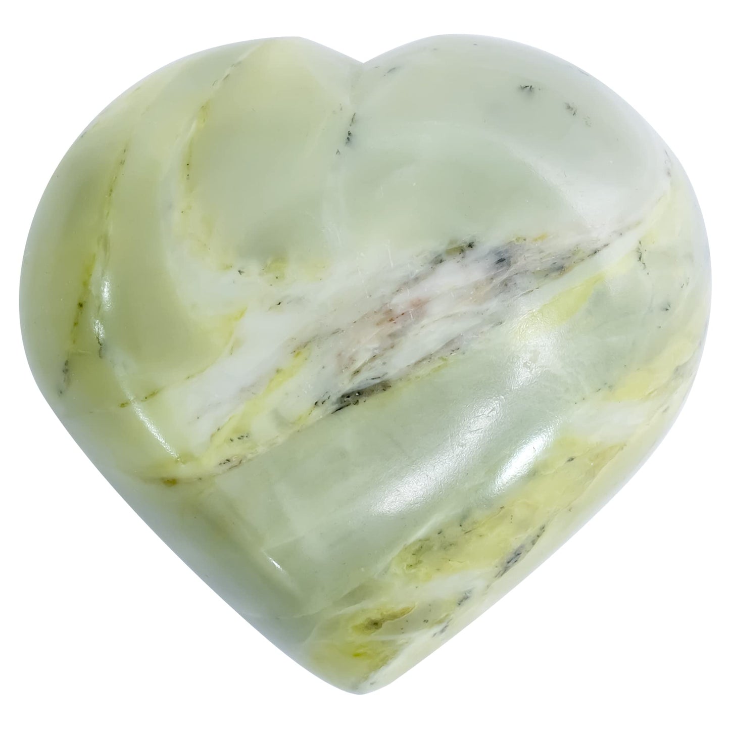 Crocon 50mm Serpentine Heart Stone Big Heart Shape Puff Stones Set 450+ Carats Pocket Crystal Healing Tumble Collection Palm Worry Stone Good Luck Charm Meditation Gift Craft Home Decor