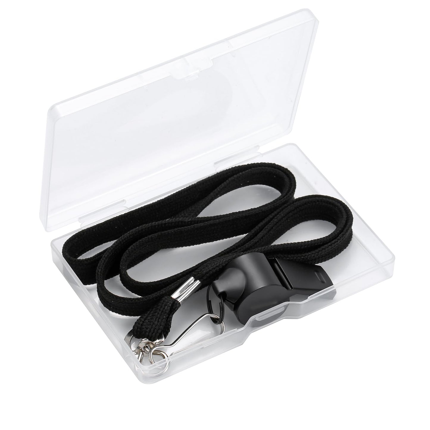 JCKHXG Whistle,2pcs(Black+Silver) Stainless Steel Whistle and Lanyard, Clear Bright and Loud Crisp Sound Whistle Ideal for Coaches, Referees, and Officials