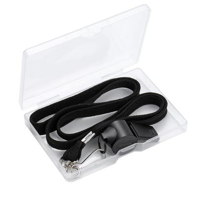 JCKHXG Whistle,2pcs(Black+Silver) Stainless Steel Whistle and Lanyard, Clear Bright and Loud Crisp Sound Whistle Ideal for Coaches, Referees, and Officials