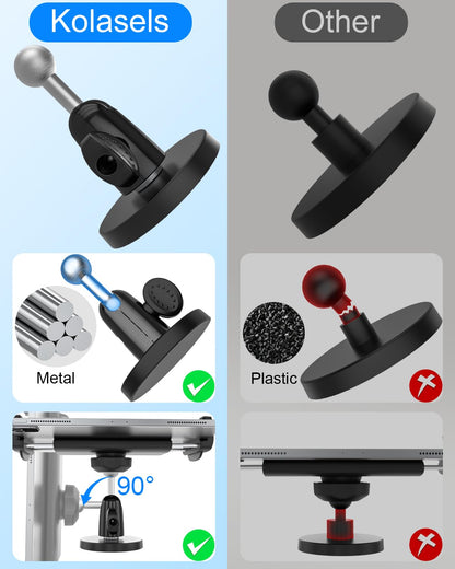 Kolasels Magnetic Tablet Holder, iPad Magnetic Mount with Adjustable Arm, Magnet Tablet Mount for Fridges/Metal Surface/Whiteboard/Gym Equipment/Iron Rack, Compatible 4.7-12.9" Tablets and Phones