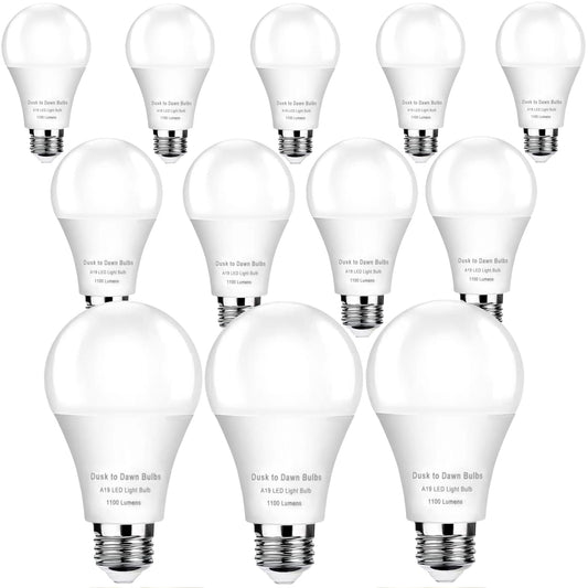 4-Pack Dusk to Dawn LED Light Bulbs, 75W Equivalent, Daylight 5000K 1,100LM, Automatic On/Off Outdoor Light, E26 A19 10W Bright Porch Light Bulbs, for Indoor/Outdoor Yard Patio Garage Garden