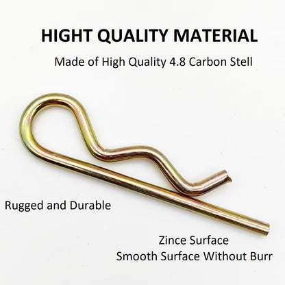 4Pcs Heavy Duty Hitch Pins Clip R Clips, Spring Retaining Wire Hair Pins ,Cotter Pin R Clip Strong Spring Tension Large for Trailer Tractors Mower Carts Truck Pin Clip Color Zinc M6x120mm