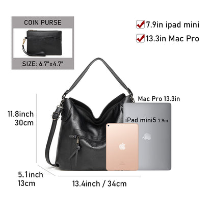 Gladdon Hobo Bags for Women Large Capacity Handbags Bags Ladies Tote Bags Leather Crossbody Shoulder Bags with Small Purse Set 2PCS