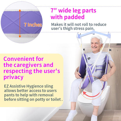 EZ Assistive Soft Foam Pad Transfer Lift Sling,Patient Lift Sling for Elderly/Disabled/Handicap Shower Bath or Toileting,1pc Laundry Bag (Large Without Head Support)
