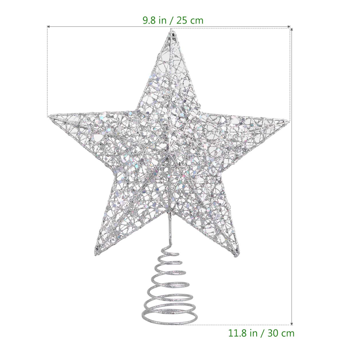 Christmas Tree Star Topper Lights,Xmas Tree Glittered Tree-top with Led Party Home Decor,Silver (Silver 1)
