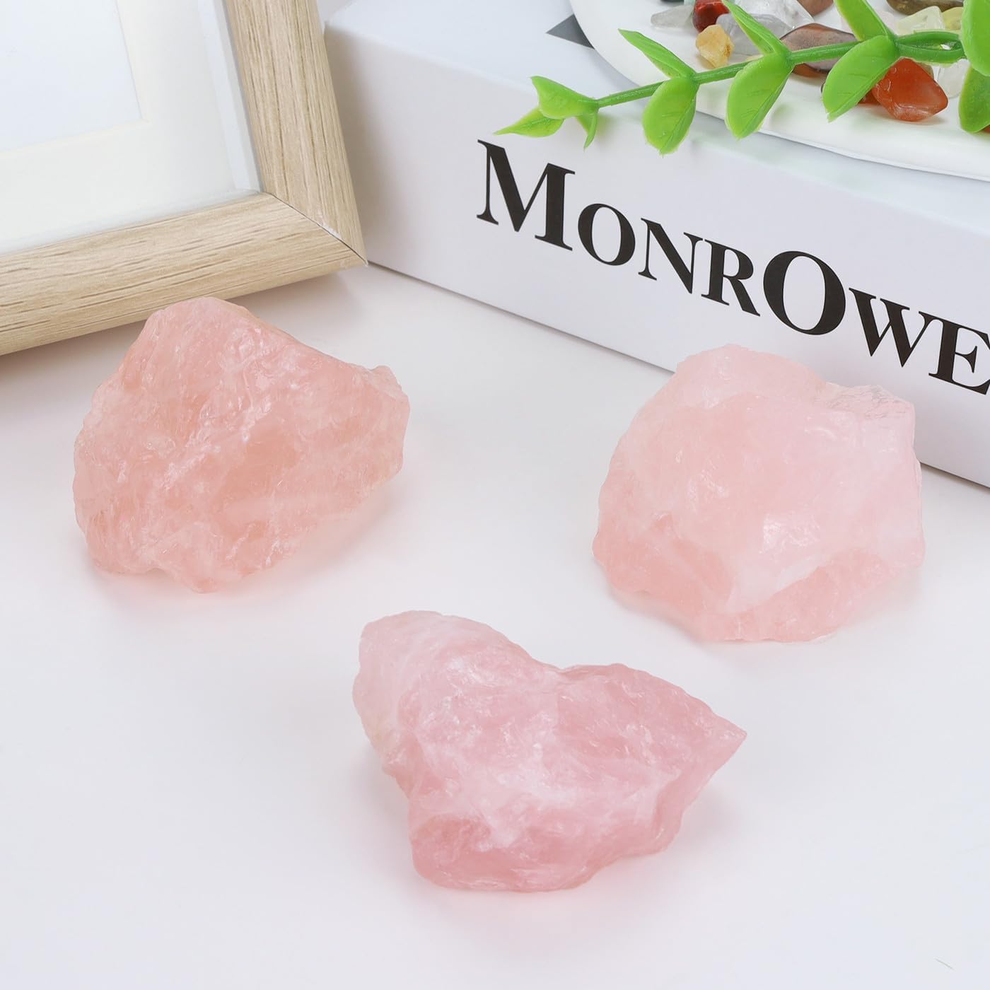 Natural Raw Crystal Incense Holder Set - 3 Unpolished Amethyst/White Quartz/Pink Stone (3-5cm), Aromatherapy Gift for Meditation, Yoga & Home Decor, Healing Energy Stone